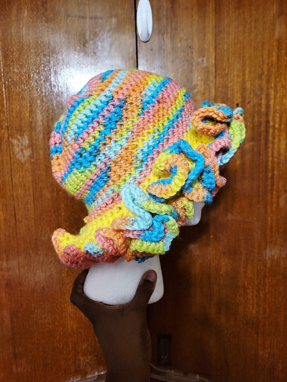 Handmade Rainbow Scrunchie Hat - Picture 3 of 3